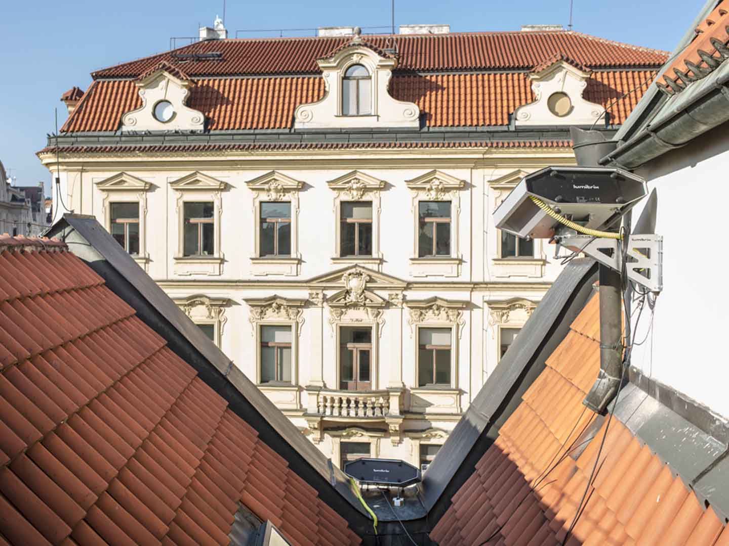 Wall-mounted projector in Prague