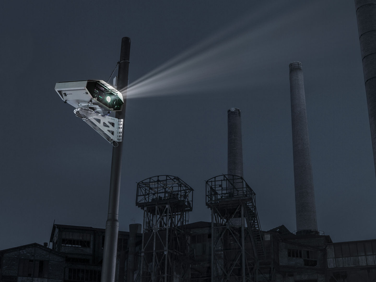 Pole-mounted projector in Vitkovice